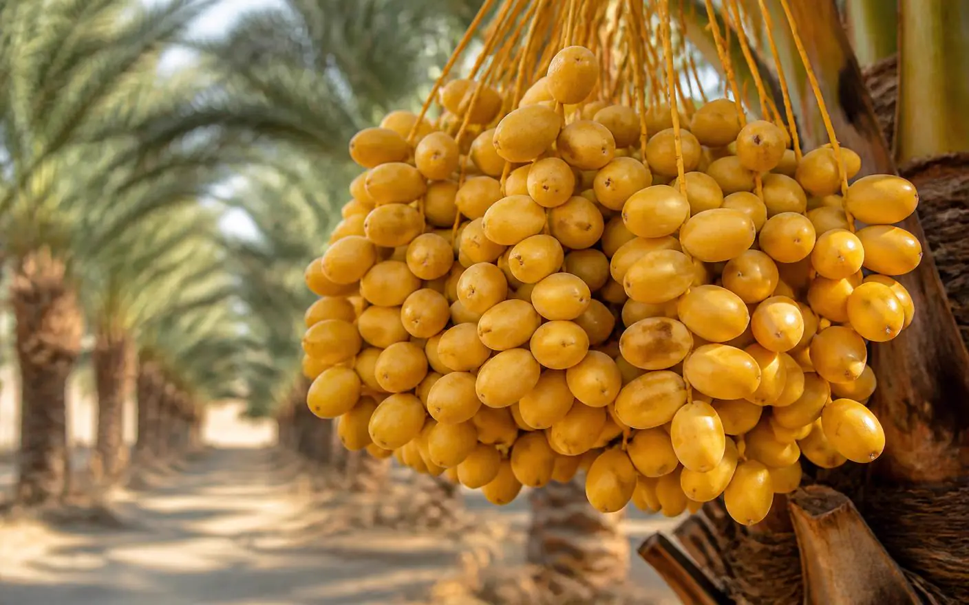 ثمار نخيل برحي على العذق